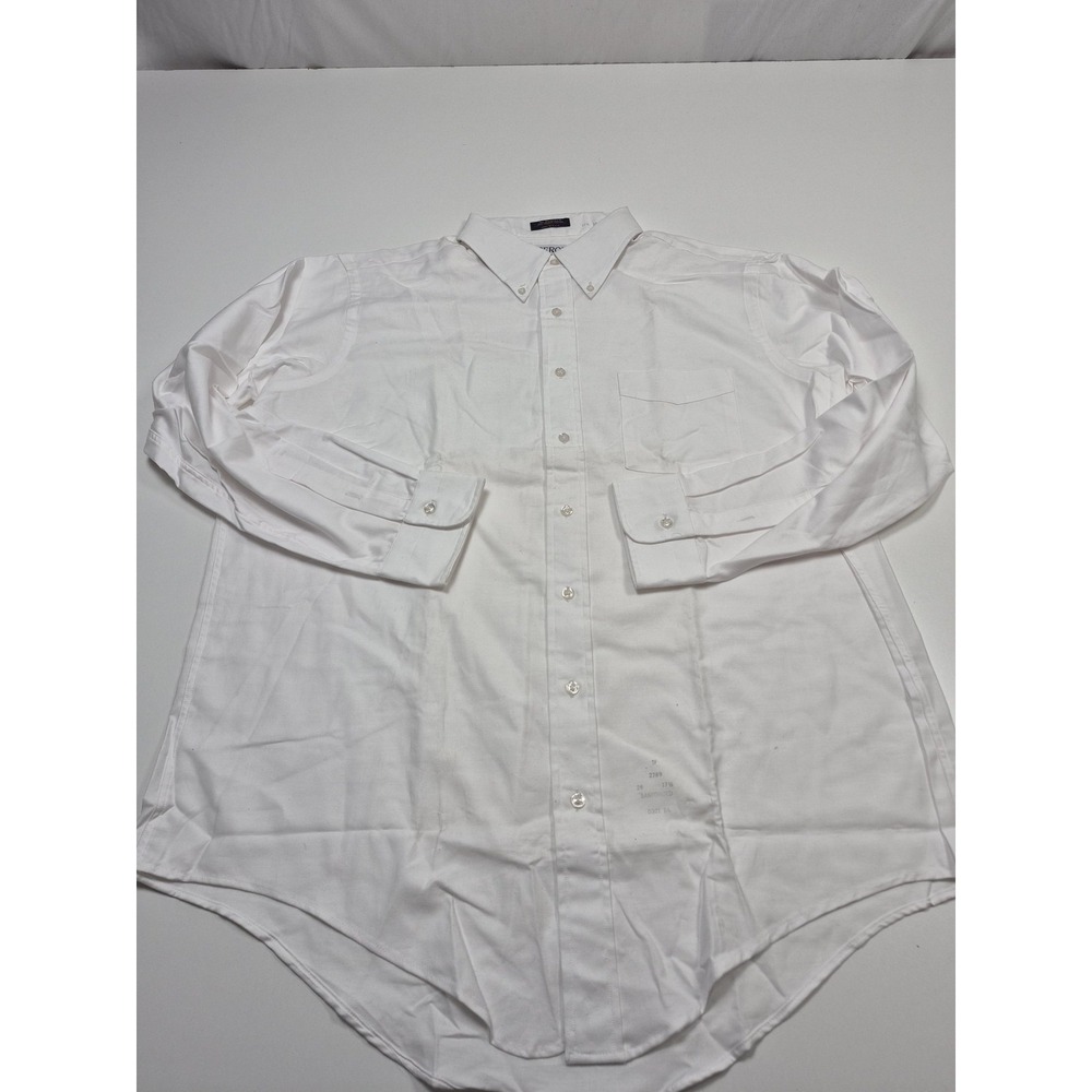 Vintage SERO Dress Shirt Mens 17.5 34/35 White Solid 100% Cotton USA Long Sleeve